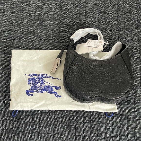 Burberry Handbags - Burberry Black Textured Leather Shoulder Bag